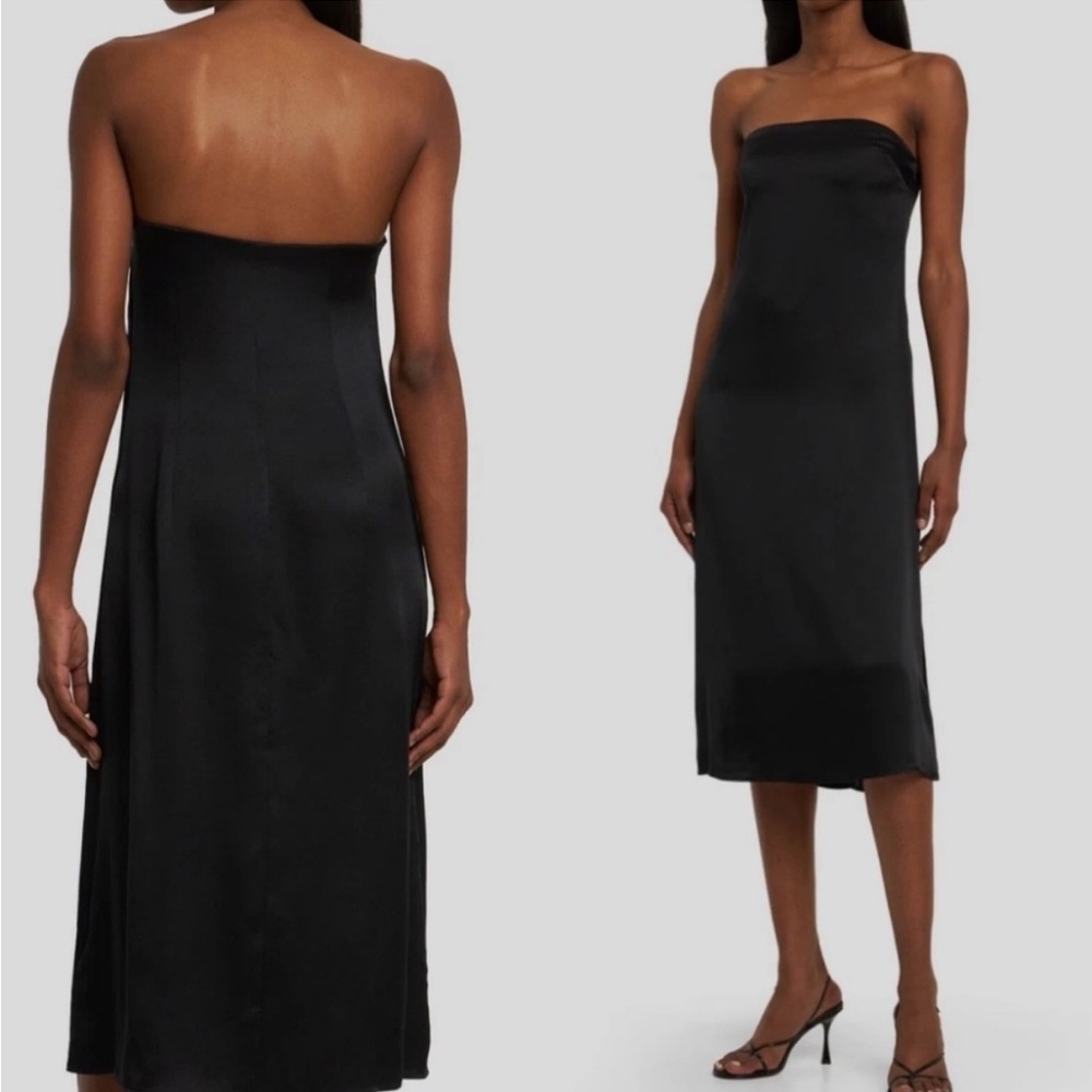 ANINE BING STRAPLESS SATIN DRESS